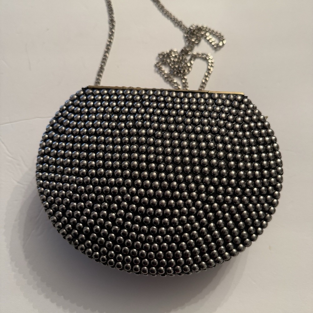 Ramla Bag Clutch Shoulder Bag Black Silver Metallic‎ Evening Party Handmade New - Picture 4 of 7